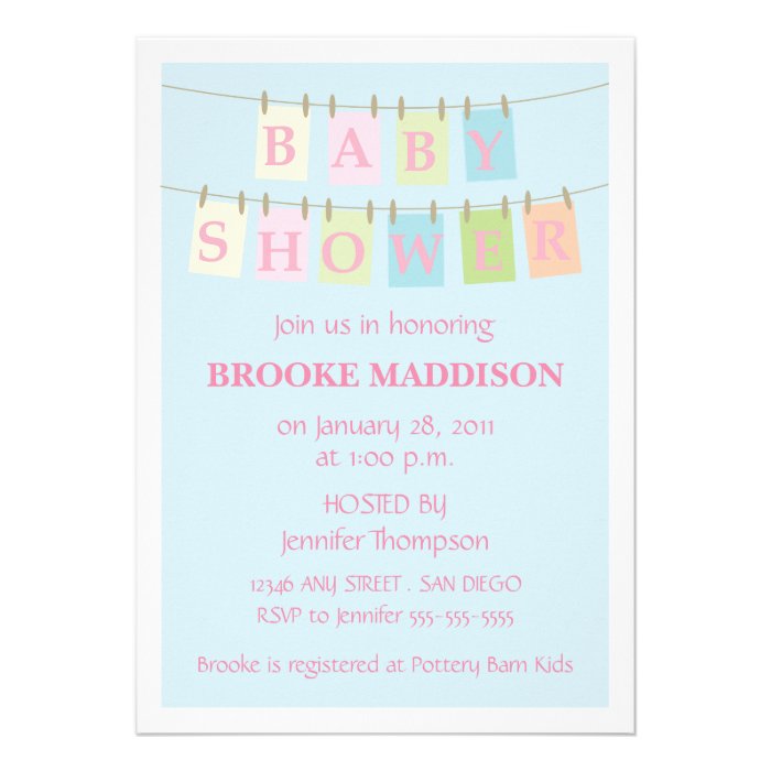 Baby Shower Clothesline pink Custom Invitation