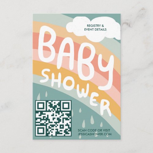 BABY SHOWER Clouds Rainbow Cute Custom QR CODE Enclosure Card