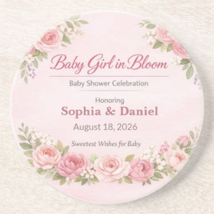 Baby Shower Coasters   Teddy Bear   Girl in Bloom