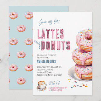 Baby Shower Coffee Brunch Lunch Lattes and Donuts Invitation