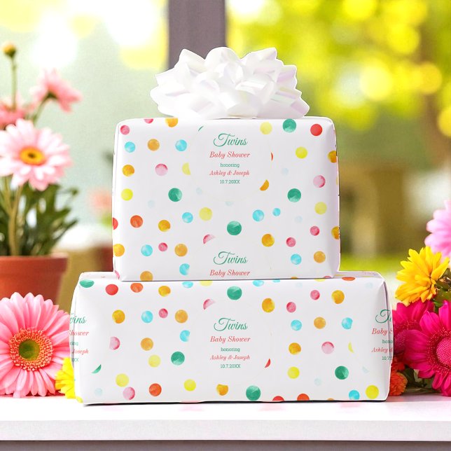 Baby Shower Colorful Dots Wrapping Paper (Creator Uploaded)