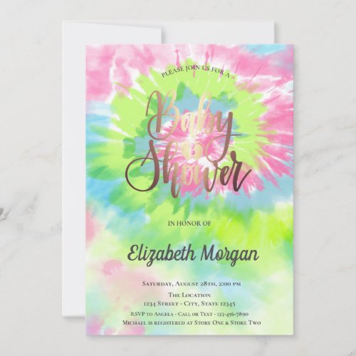 Baby Shower Colorful Tie Dye Invitation