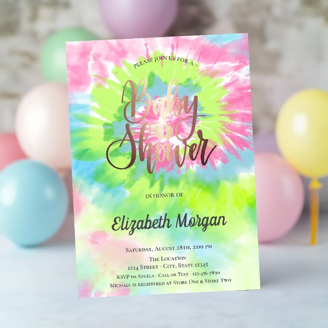 Baby Shower Colorful Tie Dye Invitation (Creator Uploaded)