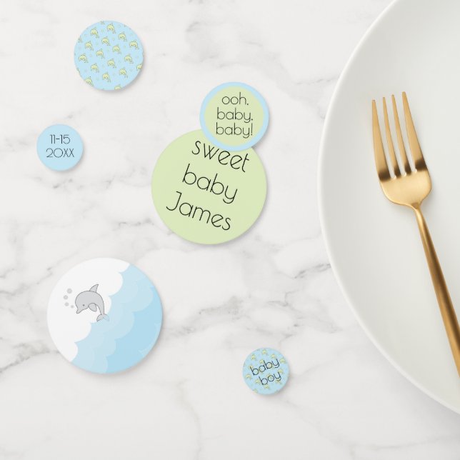 Baby Shower Confetti Dolphins Blue and Green (Group)