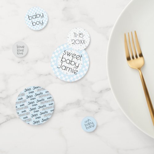 Baby Shower Confetti Snips and Snails Blue N Grey