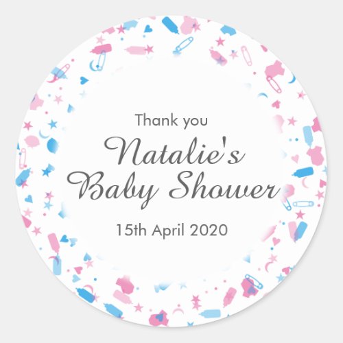 Baby Shower Confetti Thank You Favor Classic Round Sticker