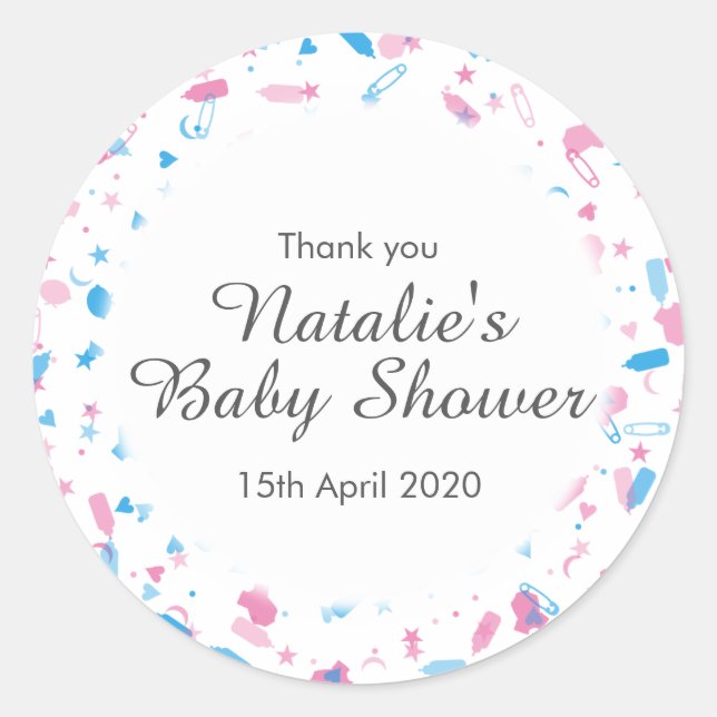 Baby Shower Confetti Thank You Favor Classic Round Sticker (Front)