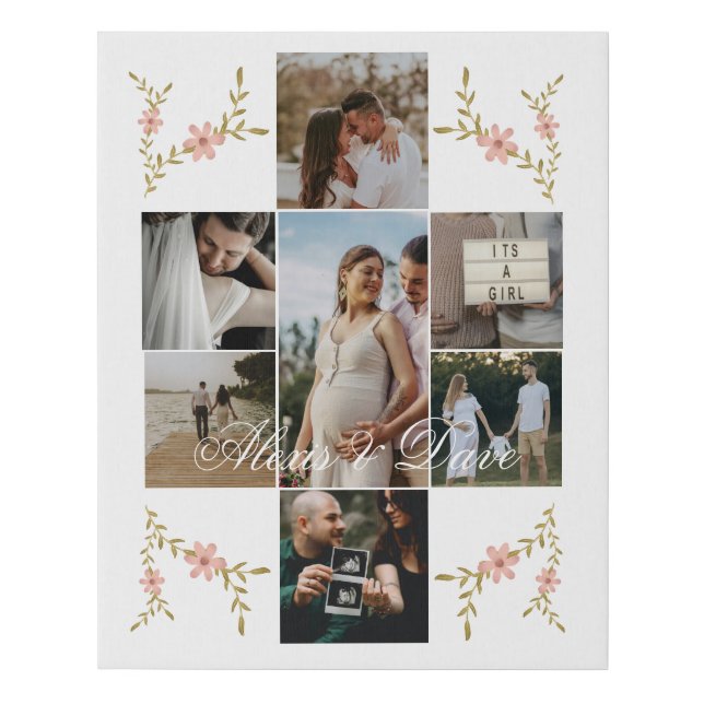 Baby Shower Couple's Photos Wrapped Canvas Print (Front)