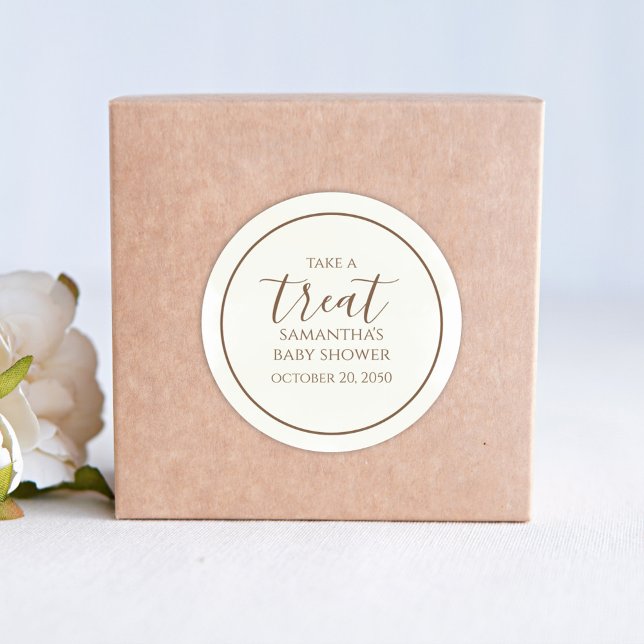 Baby Shower Cream Treat Custom Classic Round Sticker (Creator Uploaded)