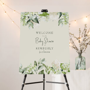 Baby Shower Cream White Hydrangea Welcome Foam Board
