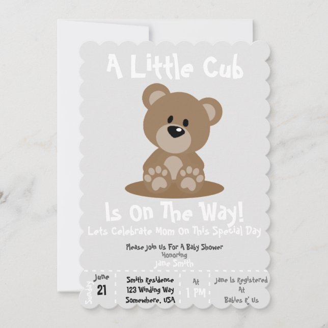 Baby Shower Cub Invite! Invitation (Front)
