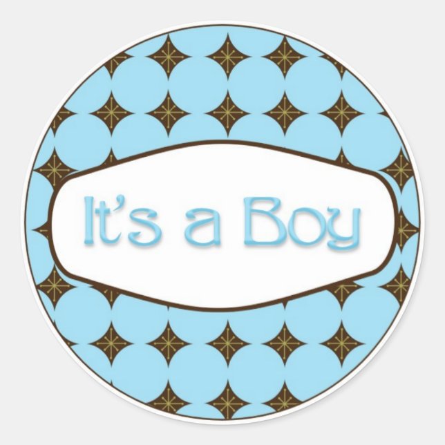Baby Shower Cupcake Toppers Stickers It's a Boy (Front)