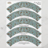 Baby Shower Cupcake Wrappers - Blue Brown Damask (Front)