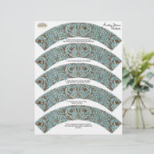 Baby Shower Cupcake Wrappers - Blue Brown Damask (Standing Front)