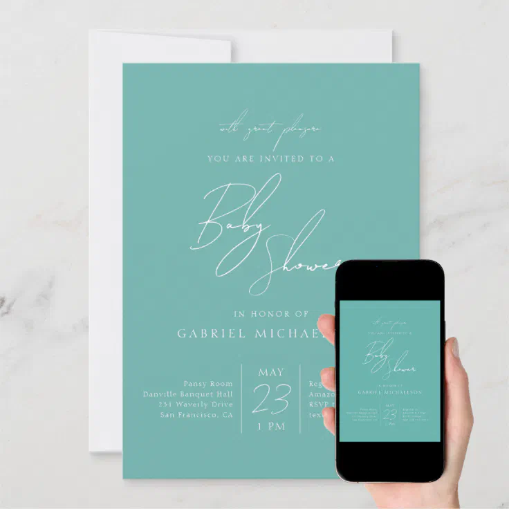 Baby Shower Cursive Script Invitation Zazzle