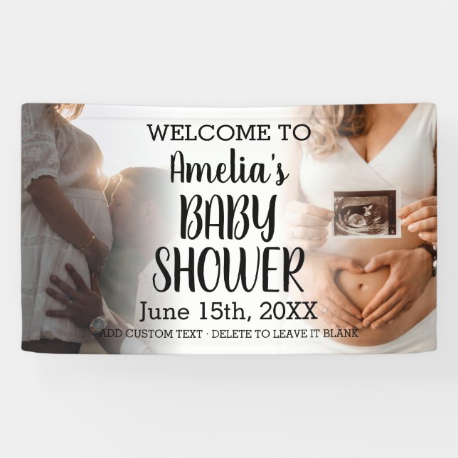 Baby Shower Custom 2 Photo Welcome Banner (Horizontal)