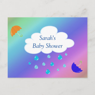Baby Shower Custom with Cloud Umbrellas Rainbow Postcard