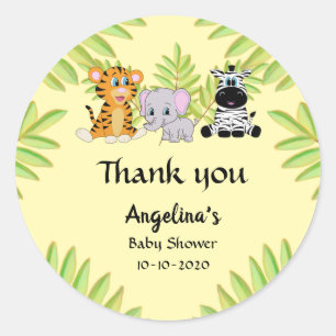Baby Shower Cute Animal Safari Jungle Thank You Classic Round Sticker