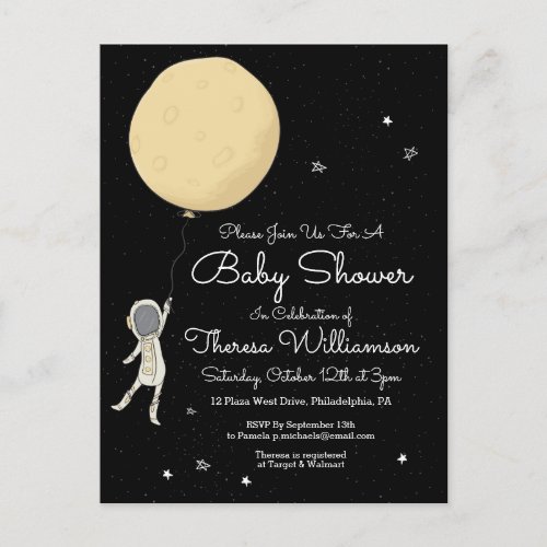 Baby Shower  Cute Astronaut  Balloon Postcard