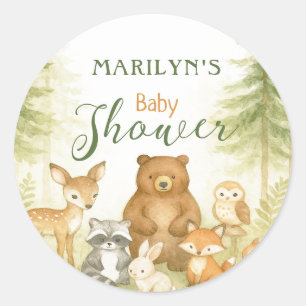 Baby Shower Cute Baby Animals Classic Round Sticker