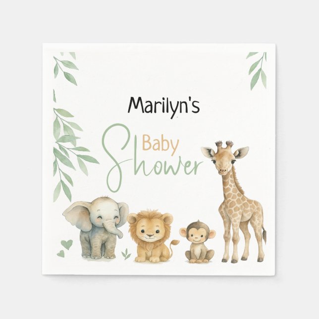Baby Shower Cute Baby Animals Napkins (Front)