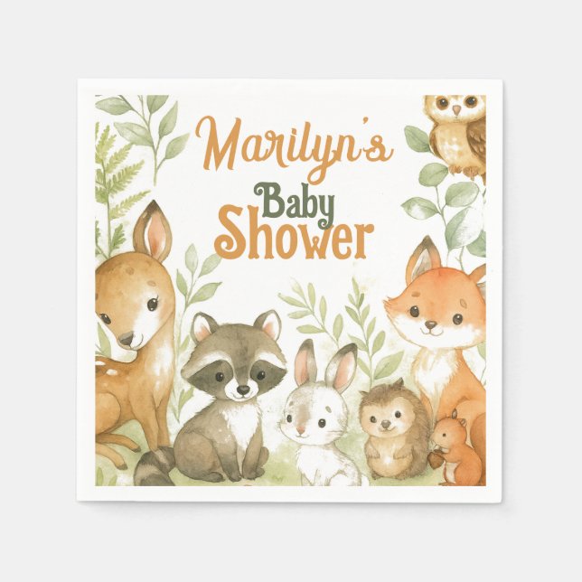 Baby Shower Cute Baby Animals Napkins (Front)