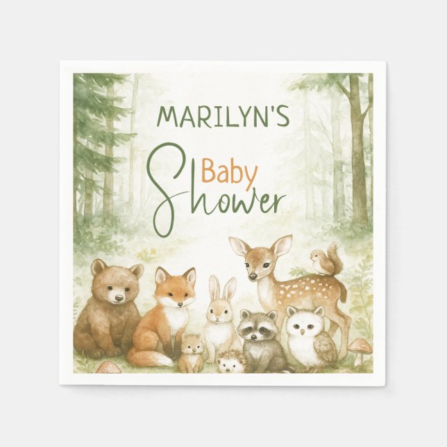 Baby Shower Cute Baby Animals Napkins (Front)