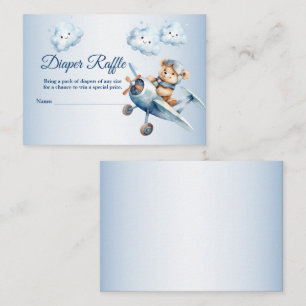 Baby Shower Cute Baby Bear Pilot Blue Airplane Enclosure Card