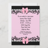 Baby Shower Cute Baby Girl Pink Zebra Lace 2 Invitation (Back)