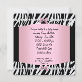 Baby Shower Cute Baby Girl Pink Zebra Print Invitation (Back)
