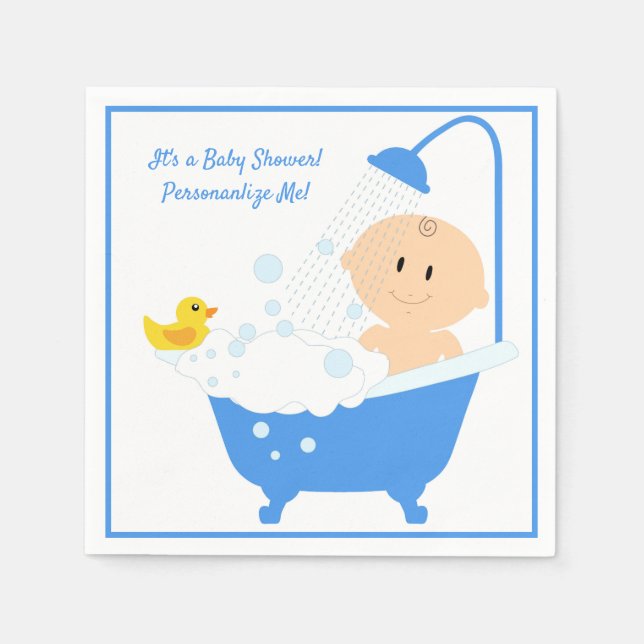 Baby Shower Cute Baby in Bathtub Personalized Napkins (Front)