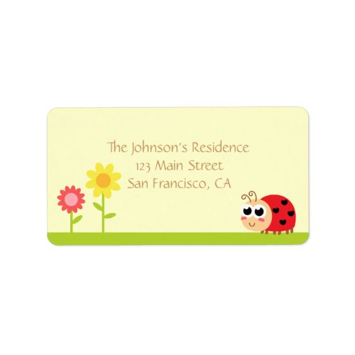 Baby Shower Cute Baby Ladybug in a garden Label