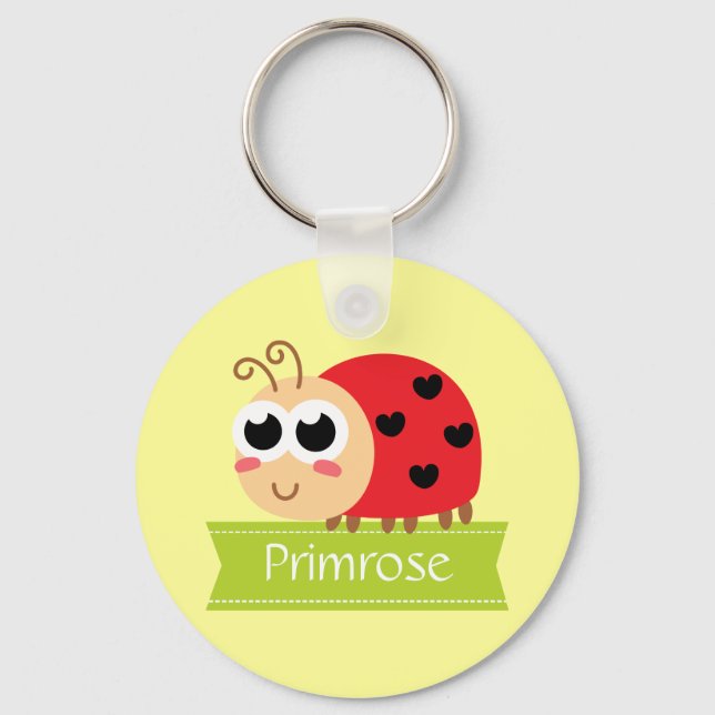 Baby Shower: Cute Baby Ladybug with heart spots Keychain (Front)