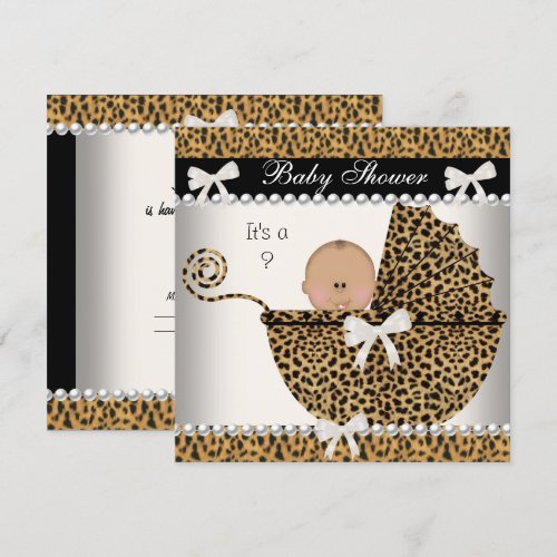 Baby Shower Cute Baby Leopard gender reveal 2 Personalized Invite