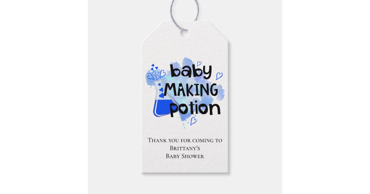 Baby Shower Cute Baby Making Potion Blue Thank You Gift Tags | Zazzle