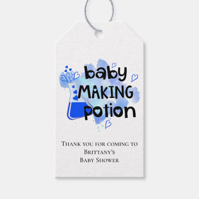 Baby Shower Cute Baby Making Potion Blue Thank You Gift Tags | Zazzle