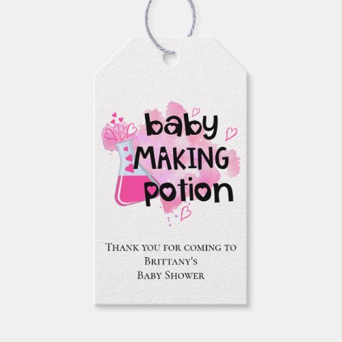 Baby Shower Cute Baby Making Potion Pink Thank You Gift Tags