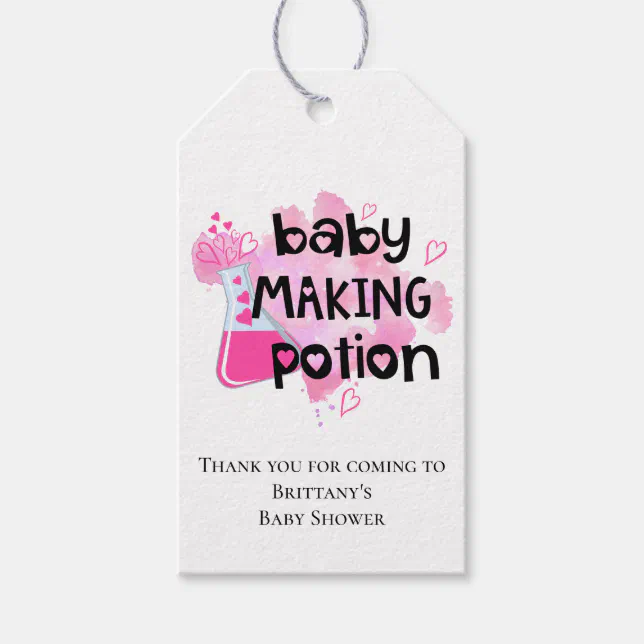 Baby Shower Cute Baby Making Potion Pink Thank You Gift Tags | Zazzle