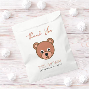 Baby Shower Cute Bear Brown Thank You Script Favor Bag