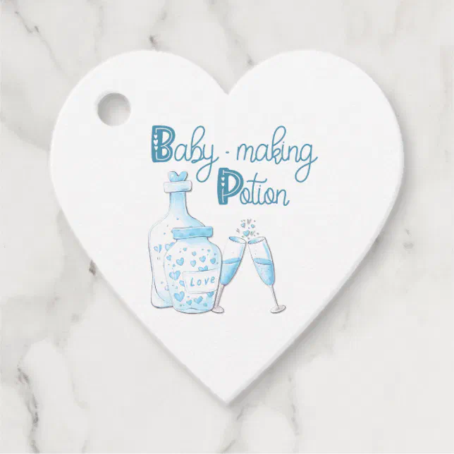 Baby Shower Cute Blue Baby Making Potion Favor Tags | Zazzle