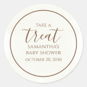 Baby Shower Cute Calligraphy Script Cream Treat Classic Round Sticker (Front)