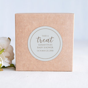 Baby Shower Cute Calligraphy Script Vintage Blue Classic Round Sticker