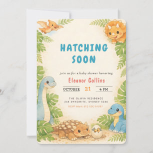Baby Shower Cute Dinosaur Hatching Soon Invitation