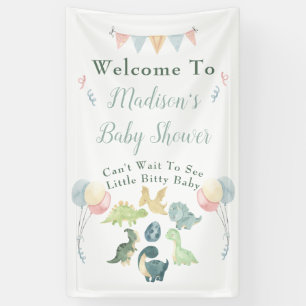Baby Shower Cute Dinosaur Mom Name Blue Banner