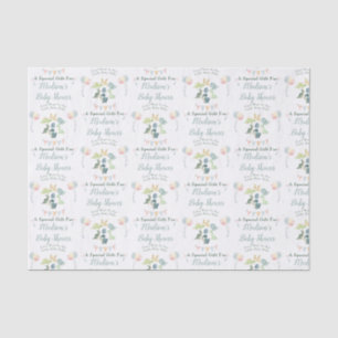 Baby Shower Cute Dinosaur Mom Name Blue Tissue Paper