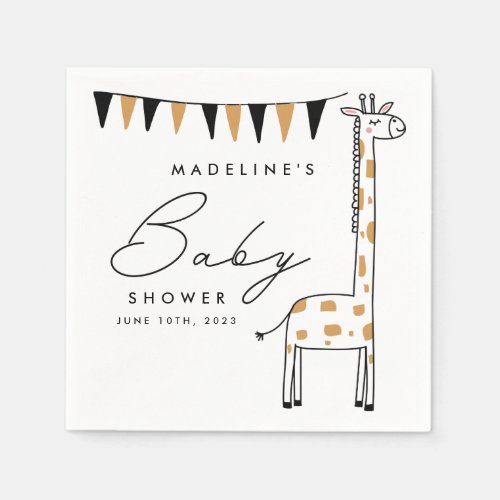 BABY SHOWER  Cute Doodle Giraffe Napkins