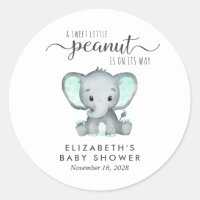 Baby Shower Cute Elephant Classic Round Sticker