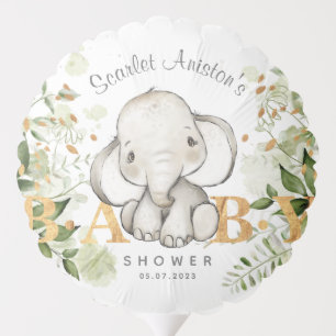 Baby Shower Cute Elephant Greenery Balloon