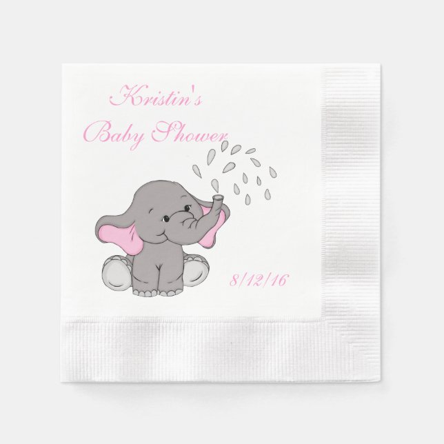 Baby Shower, Cute Elephant Paper Napkin (Front)