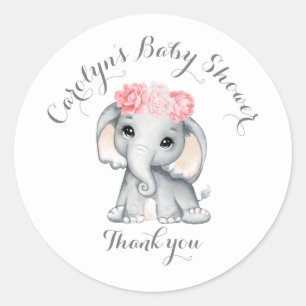 Baby Shower Cute Elephant Thank You Sticker